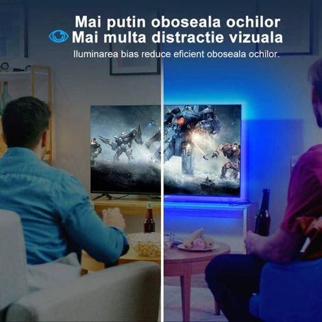 Bande lumineuse LED RVB 5050 2m, synchronisation musique, Bluetooth, 16M couleurs, IP65, pour TV ordinateur (1/4)