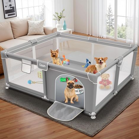 Parc à Chiots 50x50x26 Pouces avec Porte, Parc pour Chiots Ou Petits Chiens, Clôture Solide en Tissu épais Et Filet en Nylon Haute Résistance, Lavable en Machine, Intérieur/extérieur (1/5)