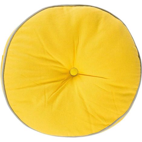 HOMESCAPES Coussin de sol rond jaune et gris Ø 43 cm