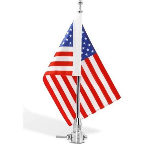 Kit drapeau américain Craftride FH1 chrome pour Harley‑Davidson — support aluminium, drapeau textile, fixation M8