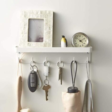Étagère murale, Home Smart Porte-clés magnétique avec plateau Blanc (1/5)