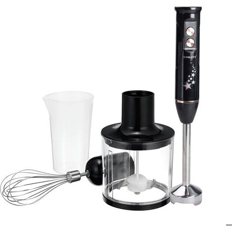 Mixeur Plongeant 600W - SOKANY - 4 en 1 - Hachoir - Fouet - Gris