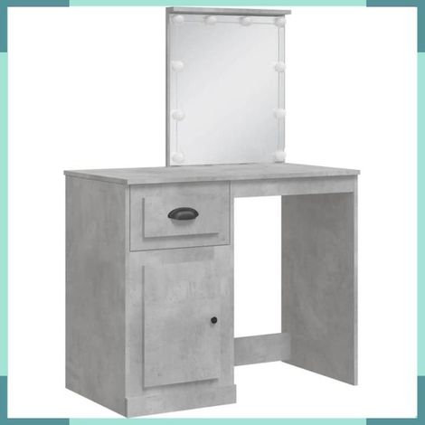 Coiffeuse - 834974 - Gris béton - Lumières LED - Bois d'ingénierie et verre (1/5)