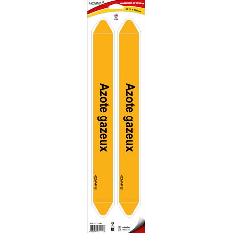 Planche de 2 marqueurs de tuyauterie 450 x 52 mm pour Ø 70 à 100 mm - Azote gazeux - 4711348 (1/2)