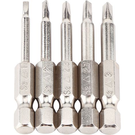Jeu d'embouts de tournevis, Δ1,8/Δ2,0/Δ2,3/Δ2,7/Δ3,0 1/4" à tige hexagonale haute résistance, dureté de tête triangulaire pour radiateurs soufflants, réchauds de camping (1/5)