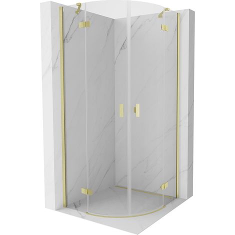 Mexen Mist Rundduschkabine mit Drehtür 100 x 100 cm, transparent, gebürstetes Gold - 8A33-100-100-55-00 (1/5)