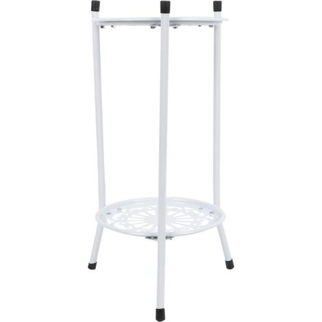2-stöckiger Pflanzenständer aus Metall, Blumentopfhalter, Ablage, Gartenzubehör, Weiß
