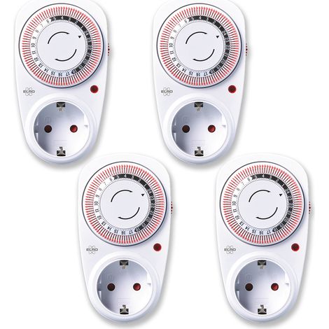4er Set Analoge Zeitschaltuhren für Steckdosen, 24 Std. Timer mechanisch, 13cm