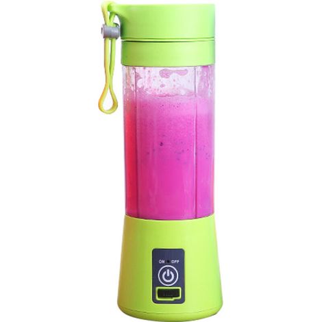 Mélangeur de jus de fruits électrique, rechargeable par USB, 4 lames pour un excellent mélange, 380 ml. 1pc vert (1/4)