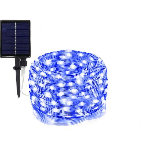 TRADE SHOP - Striscia Luminosa Led 30 Mt Con Pannello Solare Picchetto Catena Luce Decorazioni Kyp-30 - -Blu      -