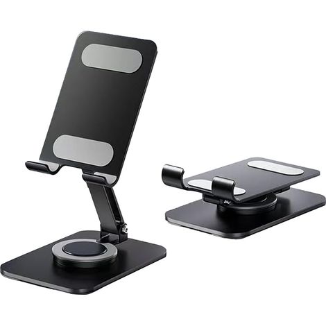 Support Tablette Réglable 360°, Support Tablette Bureau Pliable, Supports Téléphone en Aluminium Ajustable, Supports pour Tablettes & Smartphones (1/2)
