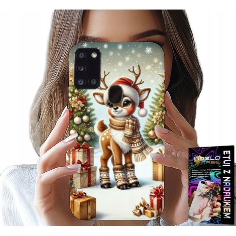 Custodia per Samsung Galaxy A21s - motivi natalizi con renne + vetro (1/5)