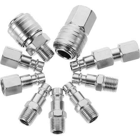 Ensemble de 10 raccords rapides en fer nickelé pour air (1/5)