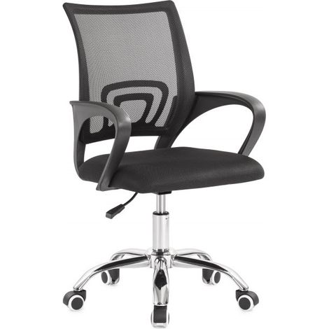Silla de oficina giratoria en tela gris oscuro con altura regulable y reposabrazos