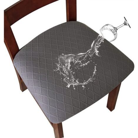 Housse de siège extensible imperméable gris foncé 4 pièces en treillis diamant, boucle 45509 cm, adaptée aux chaises de restaurant (1/5)