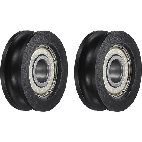 2Pcs U608ZZ Pom Poulie Roulement à Billes à Gorge en U 8 X 30 X 10mm Roue de Rouleau à Gorge en U Roulements en Acier Chromé, Noir (1/4)