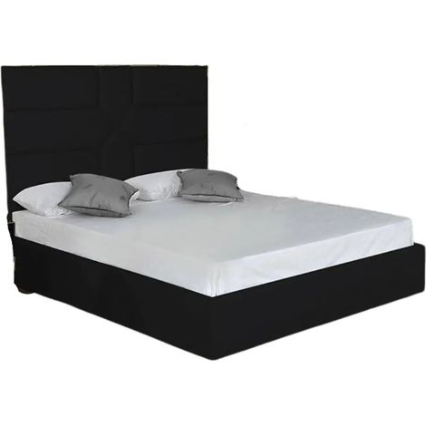 Lit 2 places GOLD MARK similicuir NOIR 140x190 cm avec sommier intégré (1/2)
