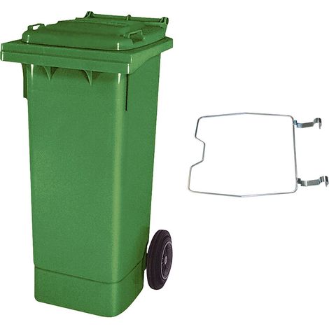 BRB Poubelle de 80 l, verte, avec support pour sacs poubelles
