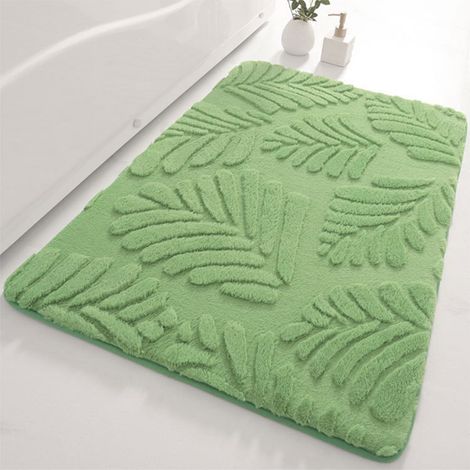 Tapis De Salle De Bain - En Microfibre Velours Et Mousse Memoire - Absorbant Non Glissant - 40x60 Cm - Vert - 1 Unite (1/5)