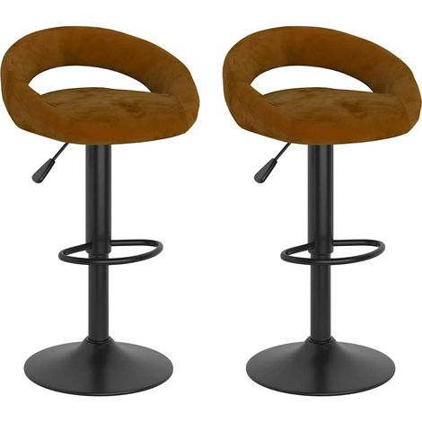 Maison Exclusive - Barhocker 2 Stk. Braun Samt (1/5)