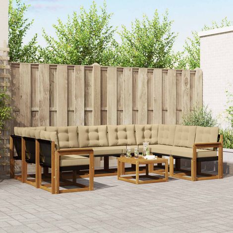 Outdoor-Sofagarnitur 10 pcs Natur und Beige Massivholz Akazie (1/5)