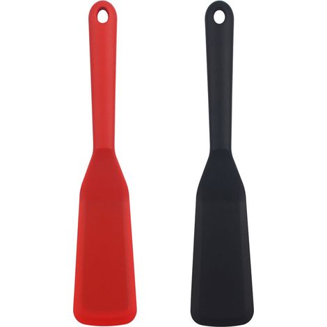 Lot de 2 spatules en silicone, spatule à omelette, spatule à crêpes résistante à la chaleur, spatule de cuisson antiadhésive, idéale pour la préparation d'œufs, hamburgers, pizzas, steaks, omelettes e (1/5)