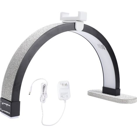 Lampe de table manucure demi-lune 16 pouces LED 20W avec support téléphone éclairage professionnel sans ombre température réglable (1/5)