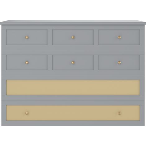 Letto armadio convertibile 140 x 200 cm in MDF grigio con cassetto, mensola, USB e presa (1/5)