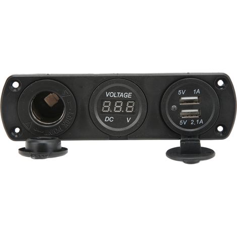 Panneau de chargeur 3-en-1 pour camion, bateau et camping-car avec double USB, allume-cigare et voltmètre LED (1/5)