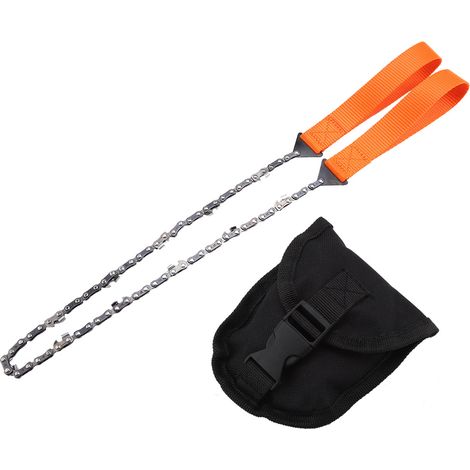 Scie à chaîne de survie portable, tronçonneuse manuelle d'urgence avec sac, outil de camping et randonnée, équipement extérieur léger. (1/5)