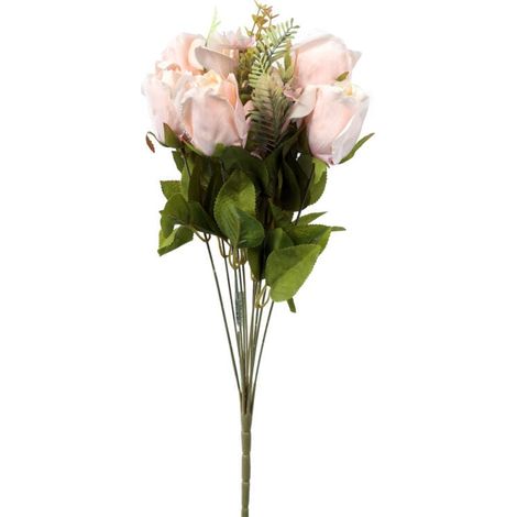 Bouquet de 11 roses couleur crème poudrée, hauteur 54 cm