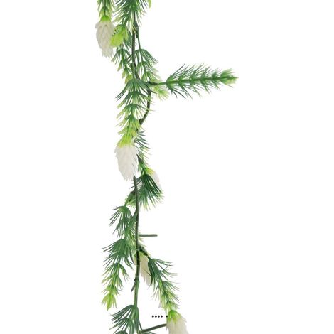 Guirlande de 30 pommes de pin artificielles blanc plastique L 180 cm - couleur: Blanc neige (1/2)