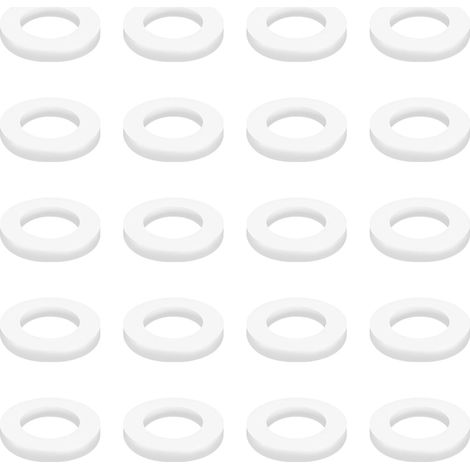 Lot de 20 Rondelles Plates en PTFE, 12 mm Diamètre Extérieur 6 mm Diamètre Intérieur Plat Joint Étanchéité Pour Soufflets Tuyaux Robinet D’eau, Boulon (1/5)