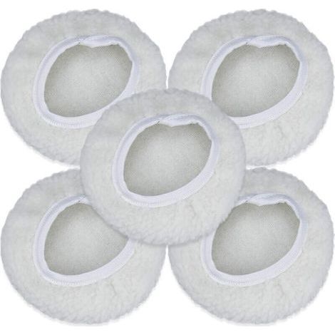 Lot de 5 Bonnet de Polissage, 125-150mm Kit Auto Disque Polissage Bonnet en Laine Tampons de Cirage pour la Plupart des Polisseurs de Voiture (1/4)