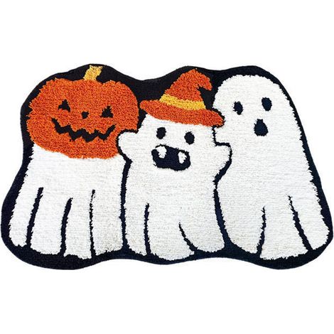 Tapis Douche Décoratif Halloween Fantôme Citrouille Microfibre Super Doux et Absorbant Antidérapant Lavable Machine Pour Salle de Bain et Chambre Enfant (1/4)