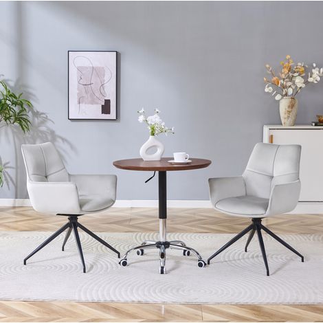 Sillas de comedor giratorias, lote de 2, tejido gris claro y metal negro, 360° DESVIAE (1/5)