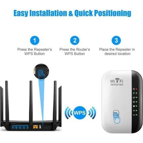 Amplificateur WiFi sans Fil Puissant – Repeteur WiFi 300Mbps, WiFi Booster, WiFi Extender Facile à Installer avec Bouton WPS[297] (1/4)