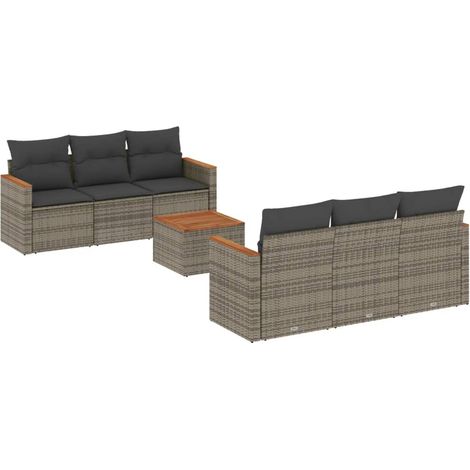 Maison Exclusive - 7-tlg. Garten-Sofagarnitur mit Kissen Grau Pol (1/3)