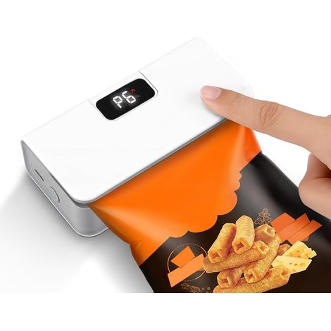 Mini Scelleuse de Sac Rechargeable avec Écran LED, 6 Niveaux de Température Soudeuse Sac Plastique Portable, Machine à Sceller avec Coupe-sac et Aimant, Accessoires de Cuisine Conservation Aliments (1/5)