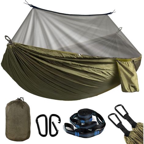 Moskitonetz-Hängematte, Tragkraft 300 kg, Outdoor-Hängematte, faltbares Zelt-Biwak-Schaukelzubehör, atmungsaktiv und leicht, ideal für Camping, Reisen, Wandern und Gartenarbeit, 275 × 140 cm
