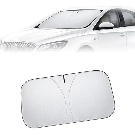 Pare-soleil pliable pour pare-brise de voiture (1 pièce), 140 x 70 cm, ruban argenté 240T, cadre élastique, par-soleil multicouche isolant composite avec sac de rangement, compatible avec voitures com (1/5)