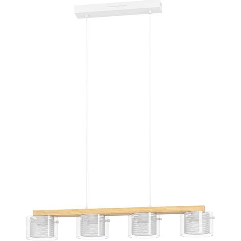 EGLO connect.z Smart-Home LED Pendelleuchte Portico-Z, Hängelampe aus Holz, weißem Metall und klarem Glas, FSCM70HB, ZigBee, App und Sprachsteuerung Alexa, warmweiß-kaltweiß, RGB, dimmbar (1/5)