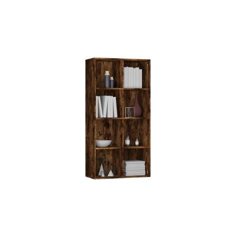 Petite étagère 8 compartiments Zora 66cm – Verticale ou horizontale-Marron fumé (1/5)