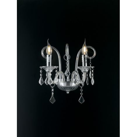 "Applique CRISTALLO a due luci in vetro cromato con pendenti in cristallo" (1/2)