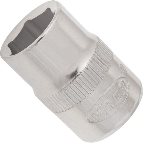 VIGOR Innenvierkant Antrieb 10 = 3/8 Zoll Steckschlüssel-Einsatz Außensechskant-Profil V2273N ∙ Vierkant hohl 10 mm (3/8 Zoll) ∙ Außen-Sechskant Profil ∙ 11 ∙ Gesamtlänge: 28 mm (1/2)