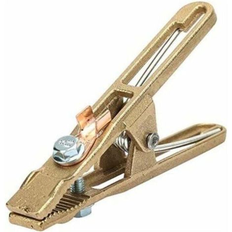 Abrazadera de tierra de latón (14 x 5,5 cm), abrazadera de tierra para soldadura, para cable de soldadura y máquina de soldar (260 A) (1/4)