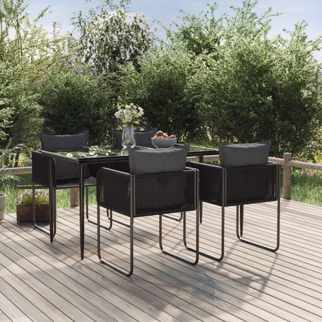 Salon de jardin 5 pcs - Mobilier de jardin - Ensemble Table à manger + 4 chaises Noir Chic-548664 (1/5)
