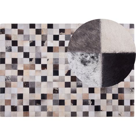 Alfombra de piel de vacuno multicolor 160 x 230 cm rectangular patchwork hecha a mano Rize