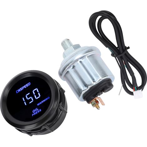Manomètre de pression d'huile numérique 52 mm avec rétroéclairage bleu, compatible avec les véhicules 12 V. (1/5)