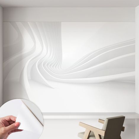Papier peint adhésif décoratif avec colle pour salon chambre à coucher et bureau Design moderne et facile à poser Lignes ondulées 152x104 cm (1/5)